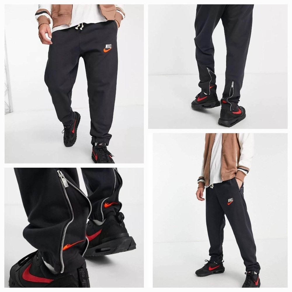 Nike Black Sweatpants with Orange Swoosh